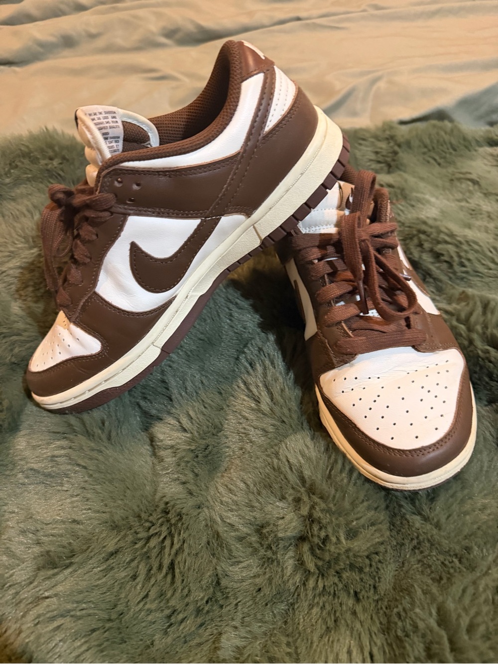 Nike Brown and White Dunk Low Sneakers